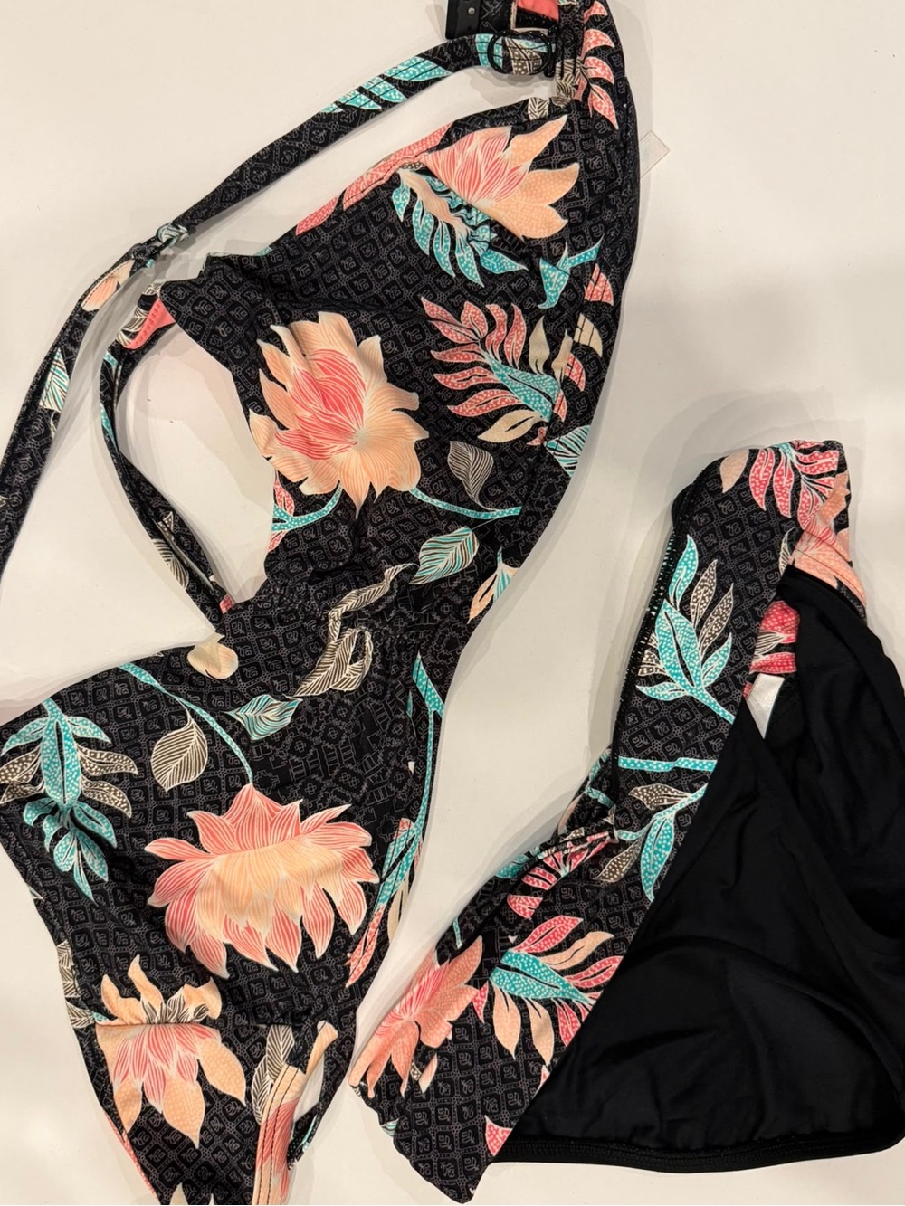 Seafolly Black Bikini with Colourful Flowers
